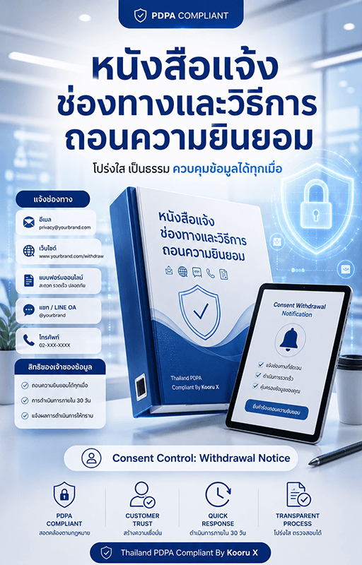 หนังสือแจ้งช่องทางและวิธีการถอนความยินยอม