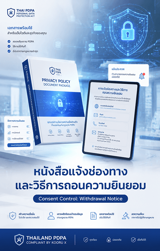 หนังสือแจ้งช่องทางและวิธีการถอนความยินยอม