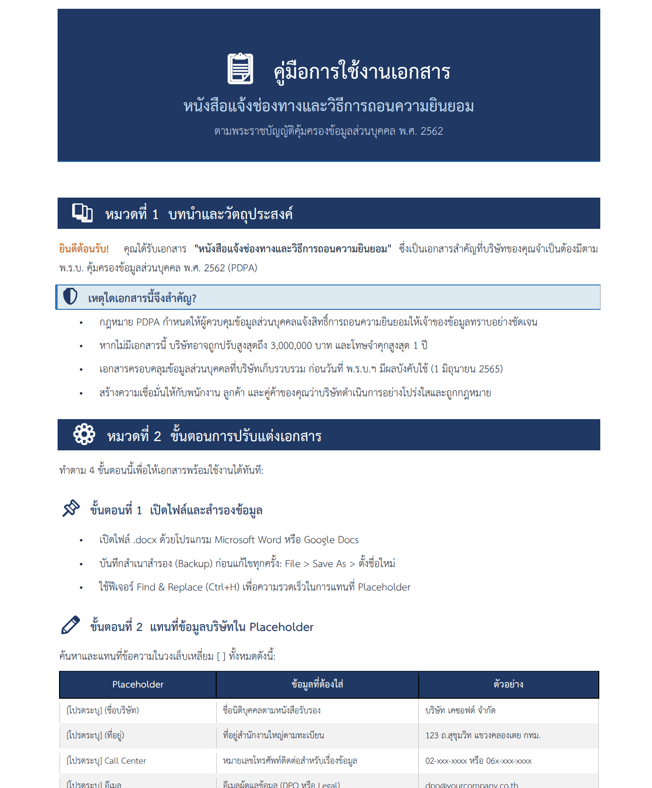 หนังสือแจ้งช่องทางถอนความยินยอม PDPA ฉบับองค์กร - Image 4